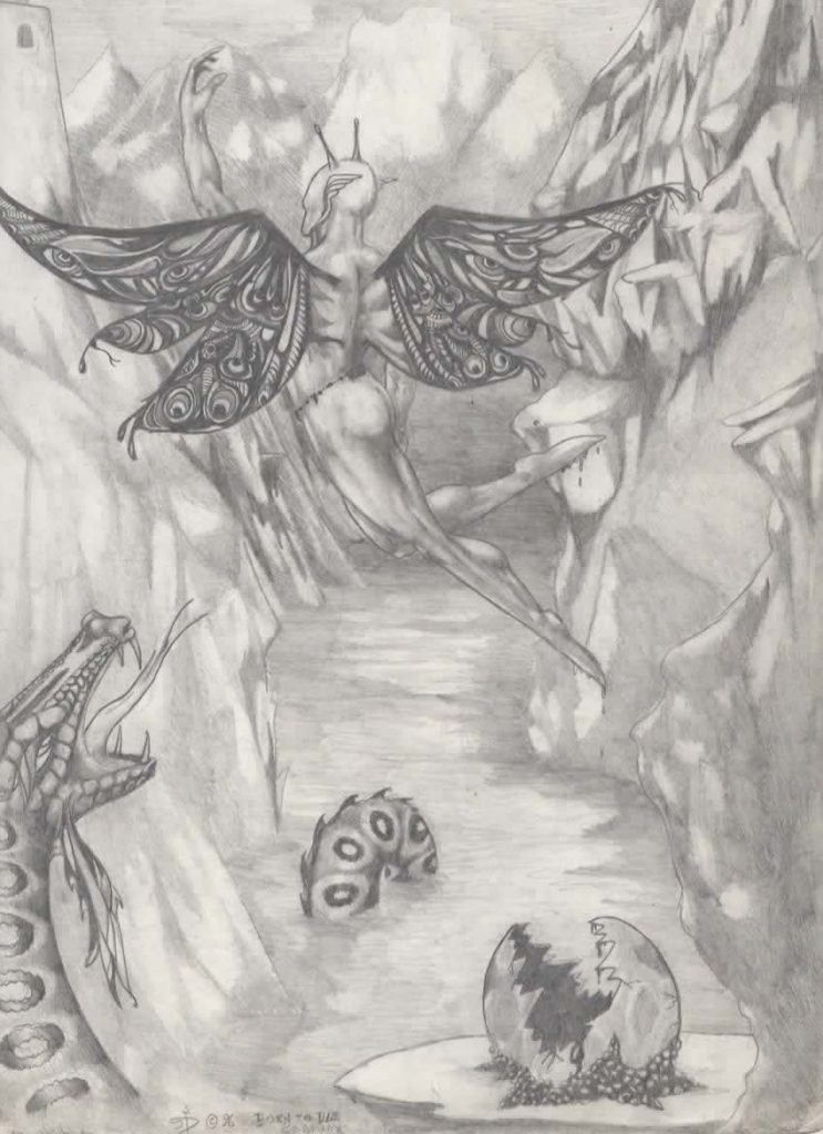 Original concept for the creature Alk and the Yowa Serpent